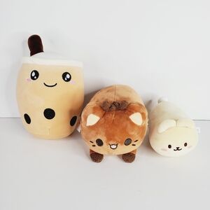 Tasty Peach Meowchi Anirollz Bubble Tea Japanese Kawaii Asian Anime Plush Set 3